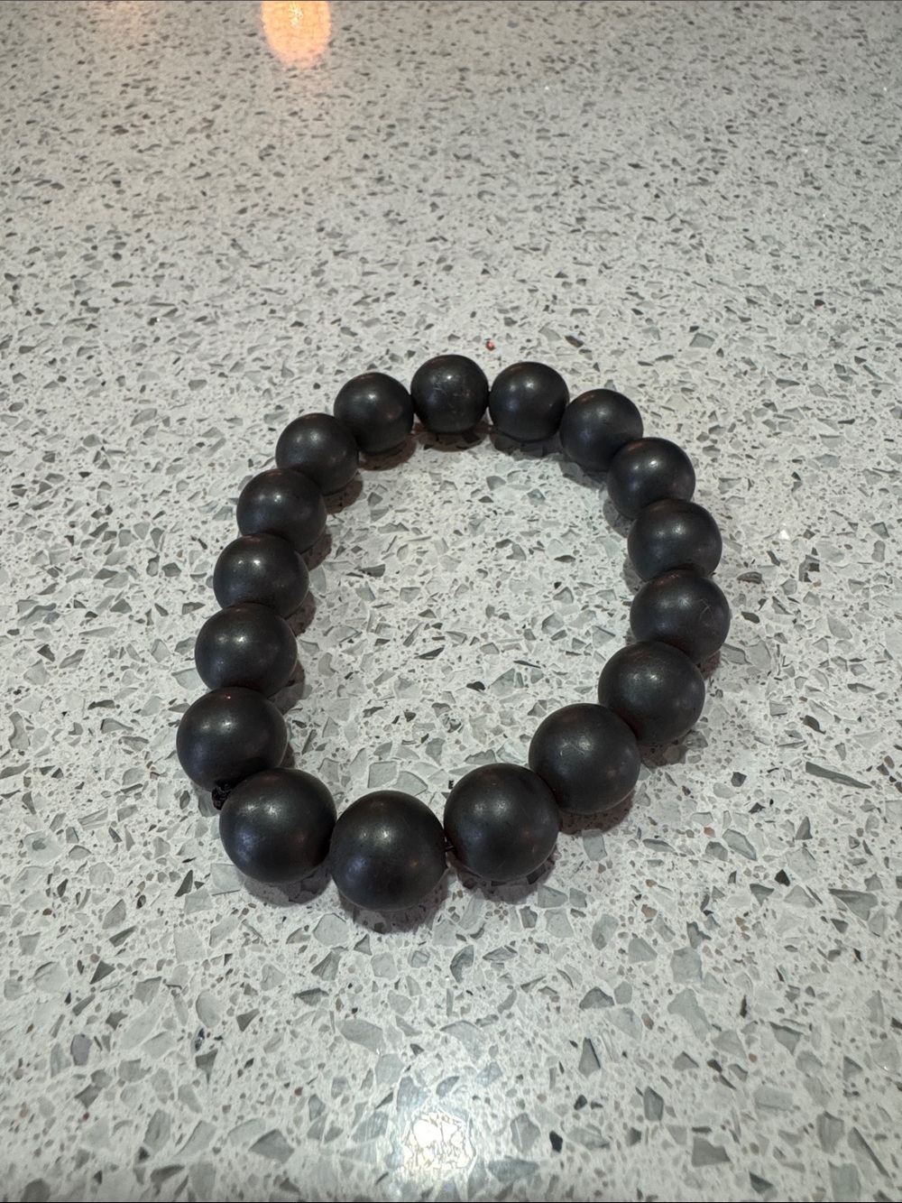 Hematite Black Bead Stretch Bracelet